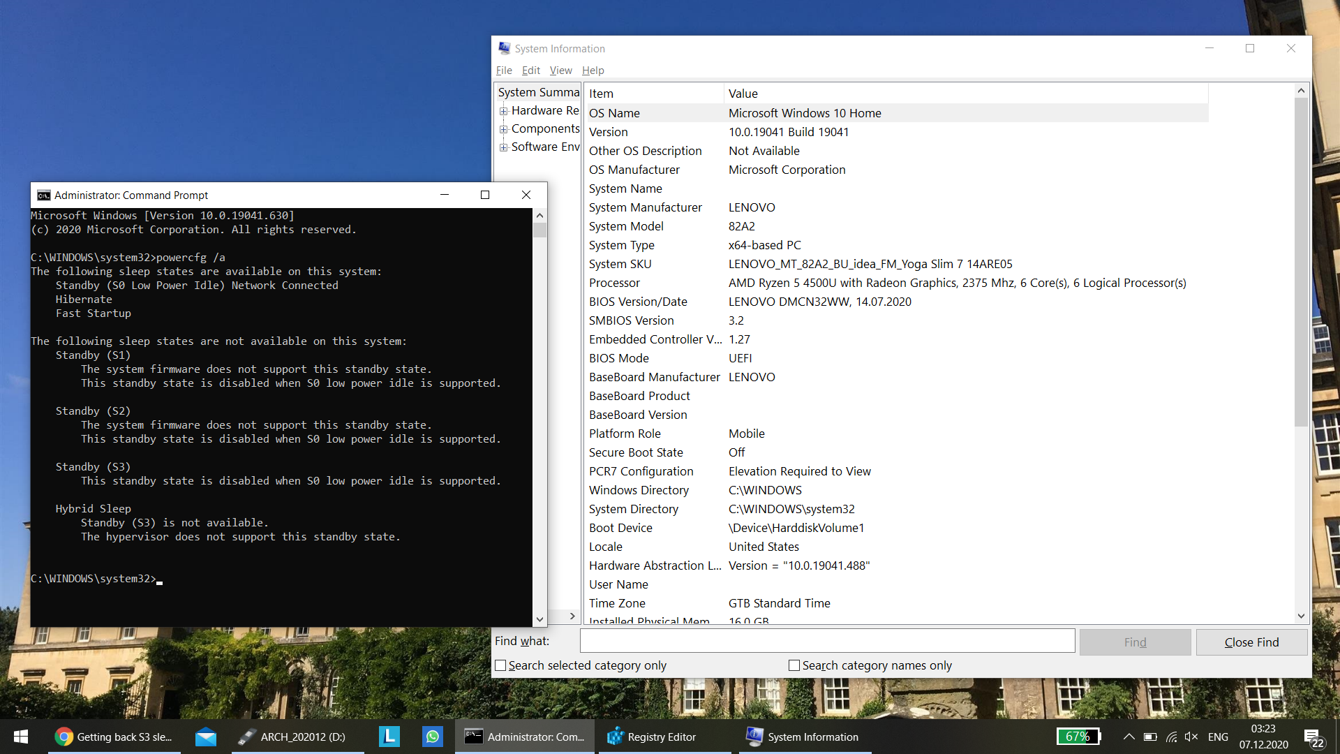 Windows with patched DSDT for S3 support